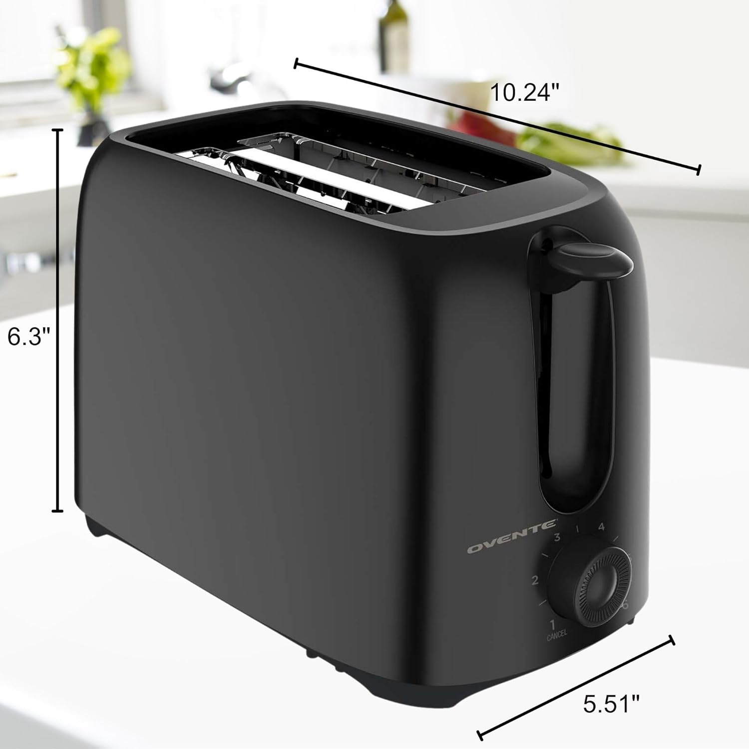 OVENTE Electric 2 Slice Toaster Machine with 6-Shade Browning Selector Setting, Compact Design and Removable Crumb Tray, 700W Power Perfect for Toasting Bread, Thin Bagels and Waffles, Black TP2210B - Image 6