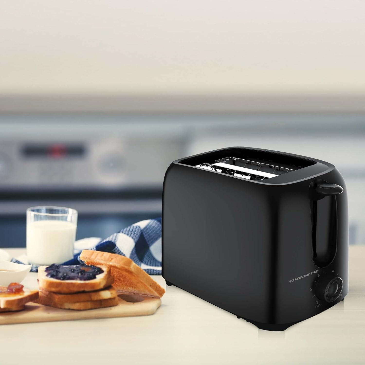 OVENTE Electric 2 Slice Toaster Machine with 6-Shade Browning Selector Setting, Compact Design and Removable Crumb Tray, 700W Power Perfect for Toasting Bread, Thin Bagels and Waffles, Black TP2210B - Image 9
