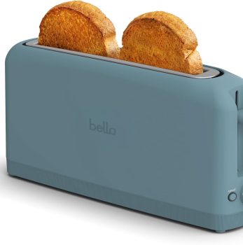 bella 2 Slice Slim Toaster, Fits-anywhere™ Kitchenware, 6 Setting Shade Control with Reheat & Cancel Buttons, Fits sourdough, 10” Long Slot, Anti Jam & Auto Shutoff, 900 Watt, Surf
